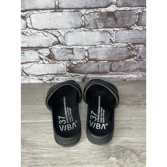 VIBA Porto Preto Black Leather Portugal Slides Sandals Women’s Sz 37EU/6.5M US - Picture 3 of 16